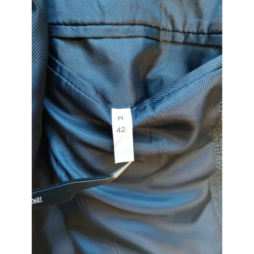 Gianelli Mens Wool Blazer Sports Coat 42R Dark Blue 3 Button Geometric Italy